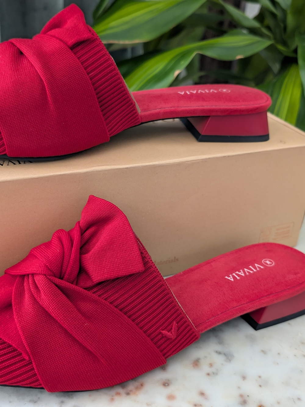 Red Knotted VIVAIA Slide Mules‎ for Women